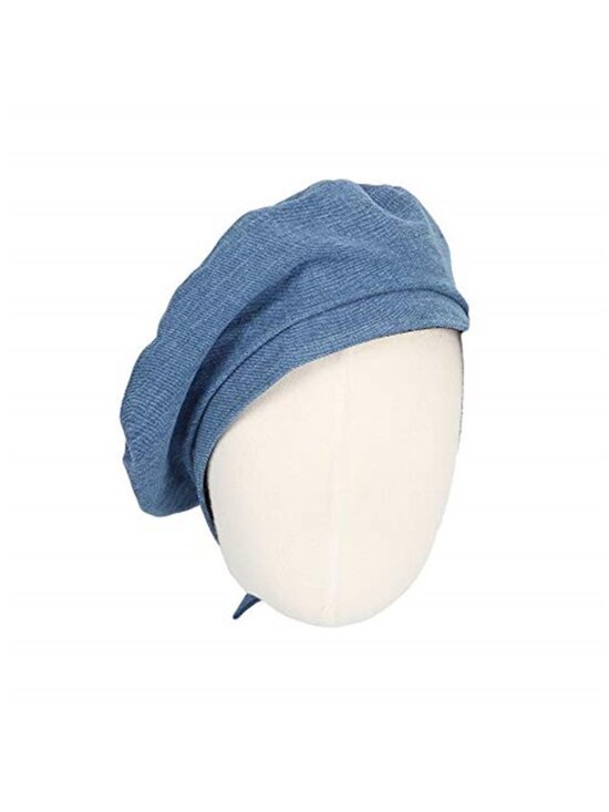 Women\'s Denim Cotton Beret Hat British Style Strap Adjustable